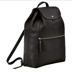 Longchamp black Le Foulonne Leather Backpack
